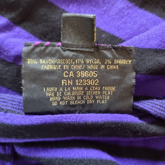 "Baby Blue" purple & black striped v-neck button-up cardigan - Picture 6 of 6